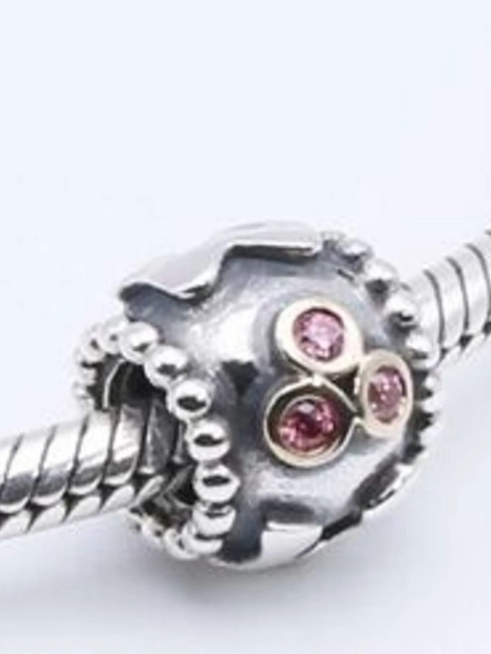 PANDORA STERLING SILVER 925 14K GOLD MOM PINK CZ CHARM BEAD 790574CZS